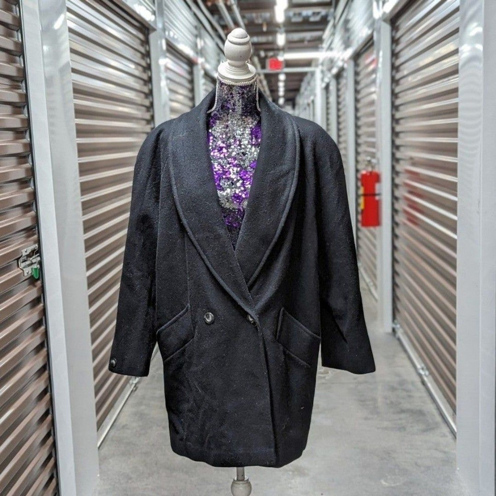 Dark Academia Old Money Herman Kay Wool Blend Shawl Collar Peacoat 14 Coat