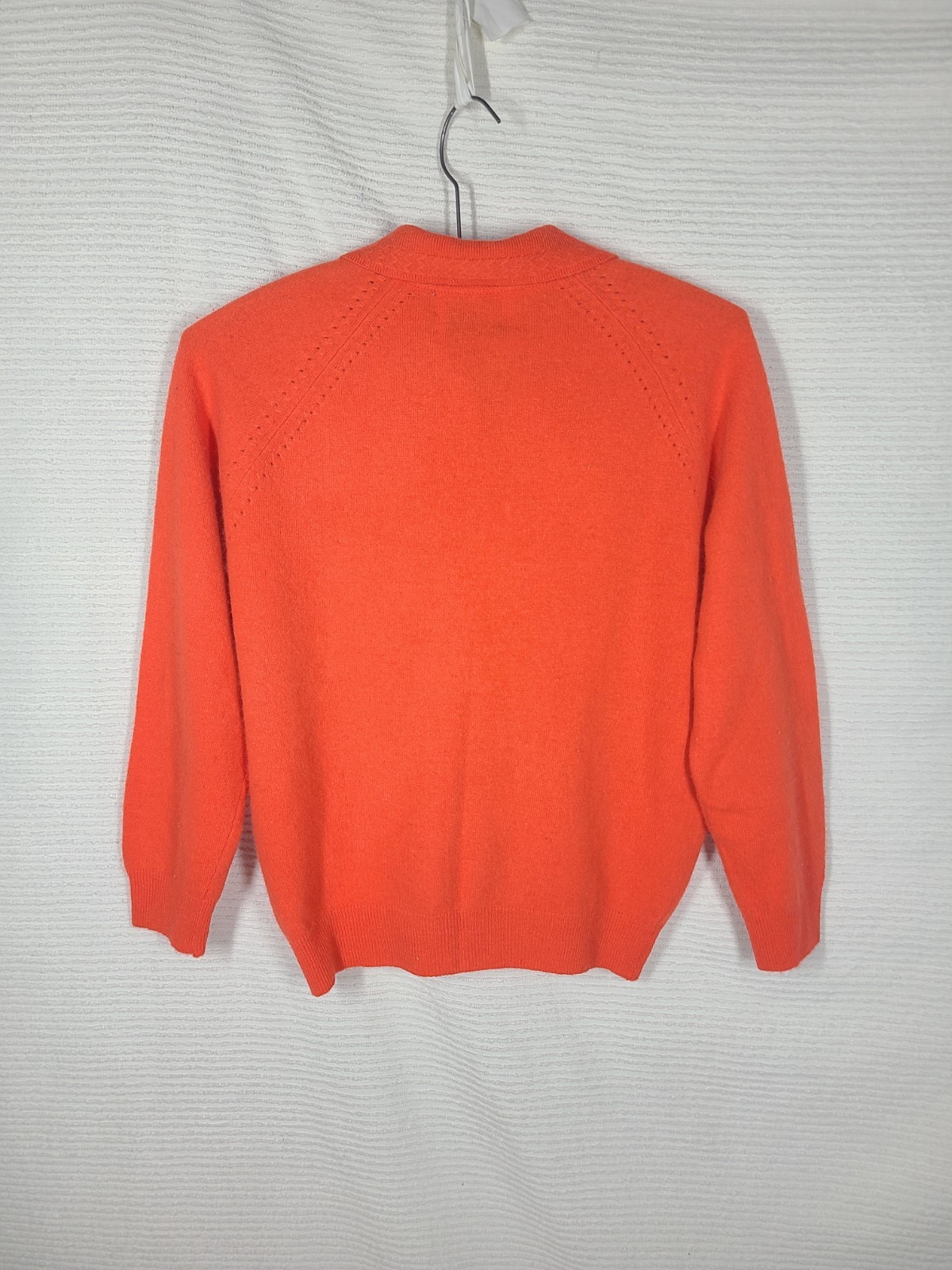 Vtg 60s Pinup Cardigan Sweater Princess Seam Wool Blend M L 38 Coral Orange Pink