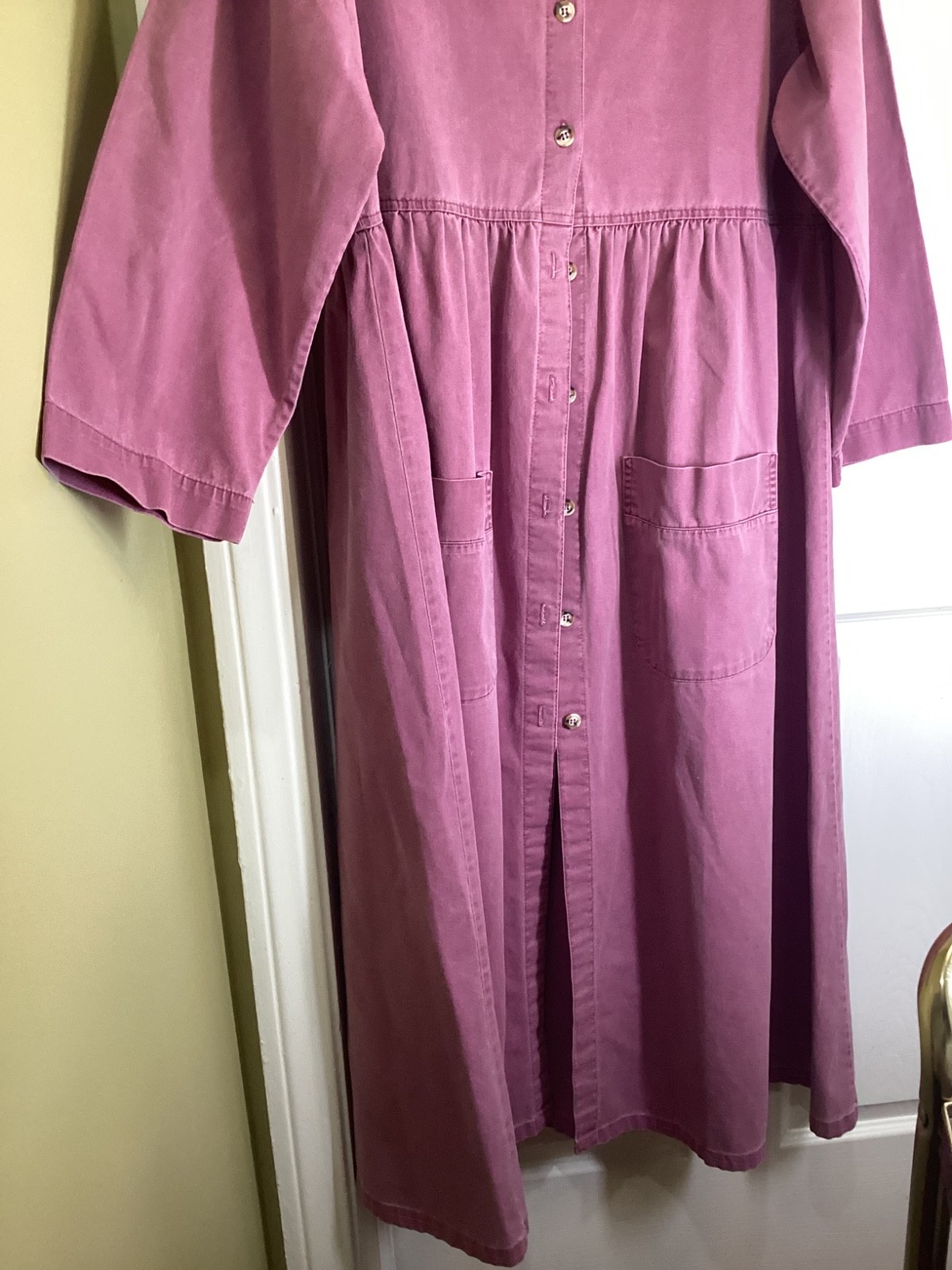 VTG 90s Sunbelt Denim Dress Mauve Button Cottagecore Prairie Cotton ~Large