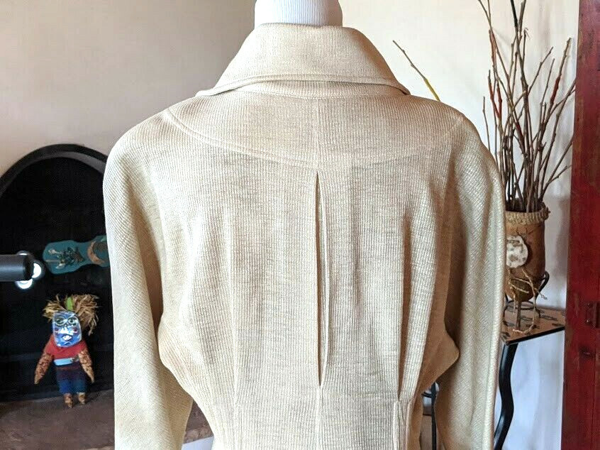 Vintage Henri Bendel Knit Coat JINABE PARIS Unique Beige Sz 40 6 8 1980s France