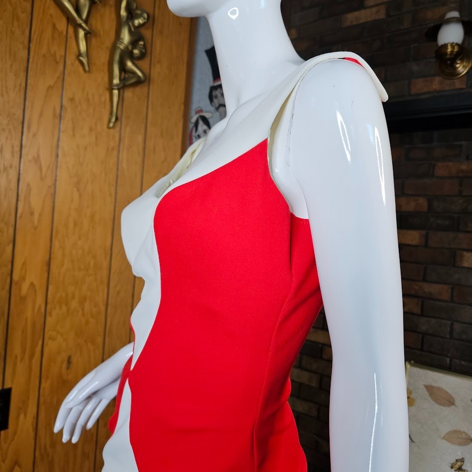 Vtg 70s Mod Color Block Volup Sears Sea Stars Diamond Swimsuit Bathing Suit L/XL