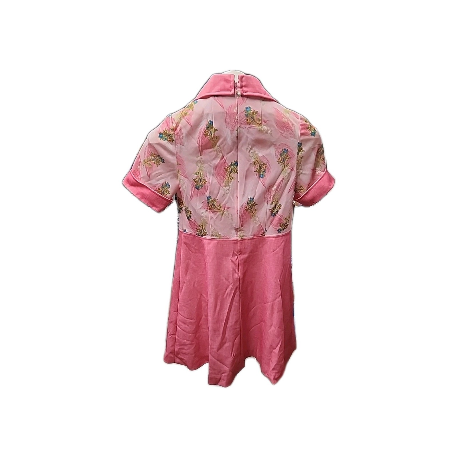 Vintage Custom Handmade 60-70s Pink Dress S/M Short Sleeve