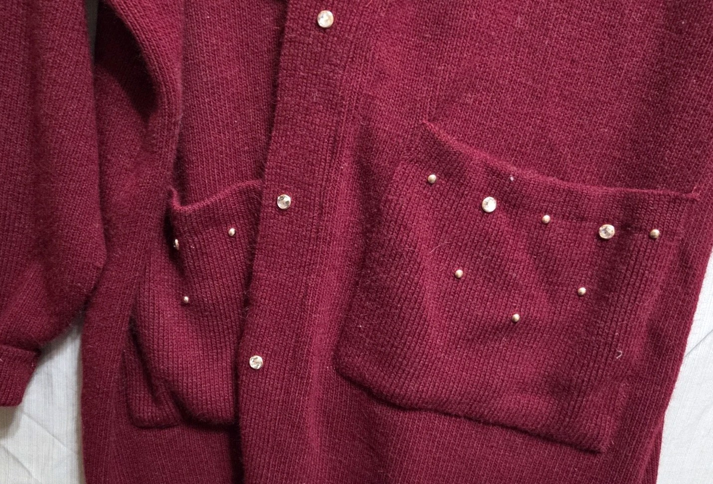 VTG 80s/90s Open Extra Long Sweater Knit Bejeweled Embroidery Lace Women 2XL