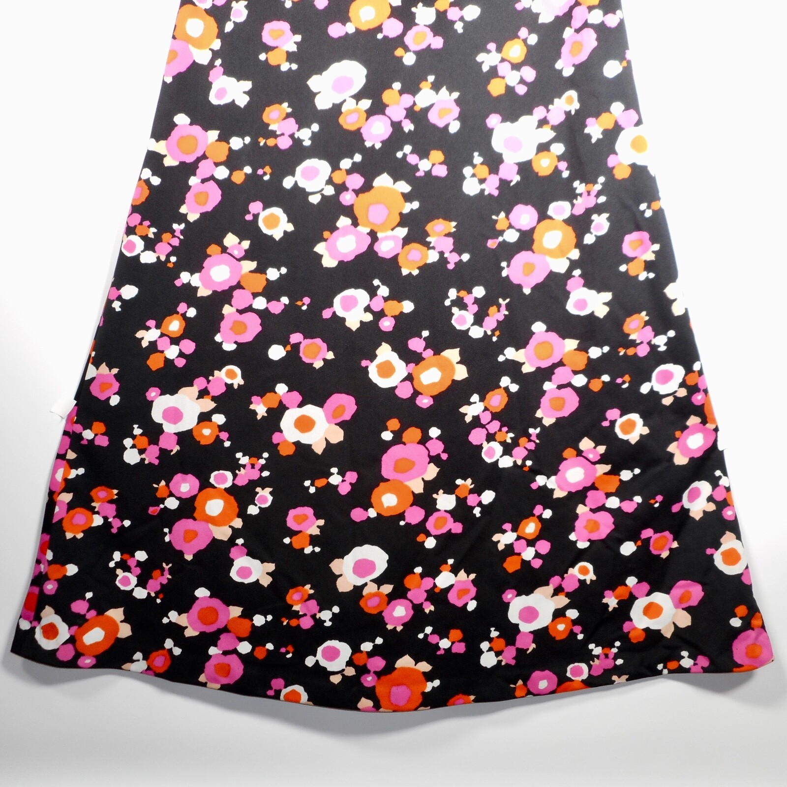 VTG 70s Original Black Fun Flower M L 10 Maxi Dress Mod Handmade Pink Hippie