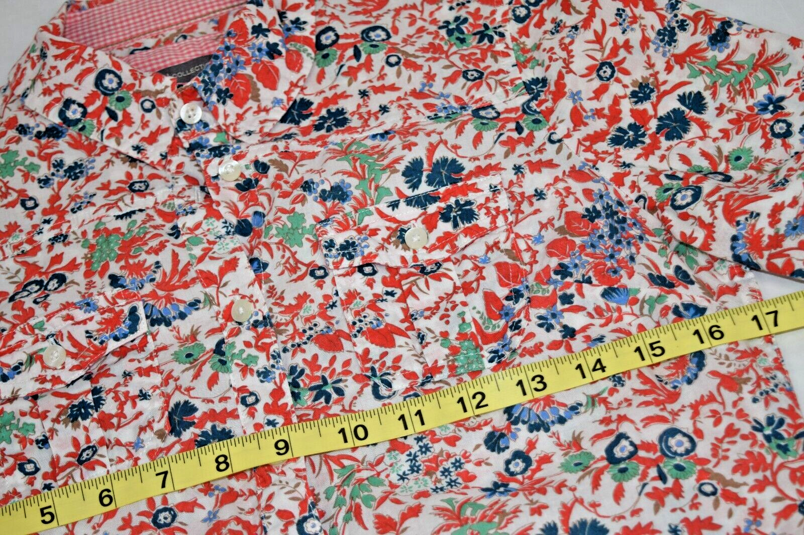 Vintage Womens Shirt Dockers Size S/M 90s Shimmery Red Blue Bronze Green Floral