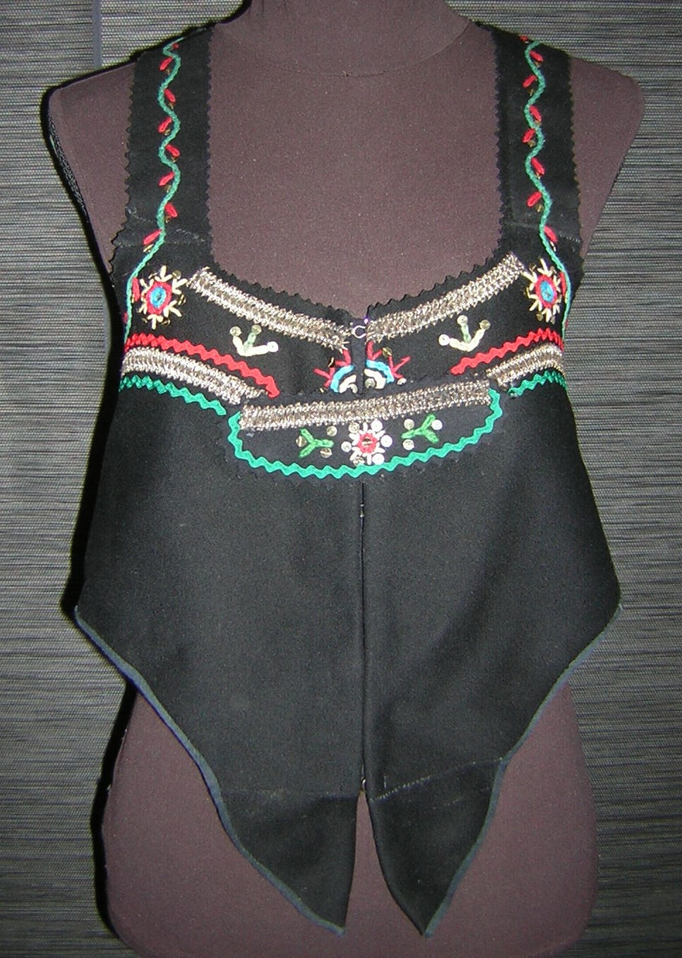 CZECH VINTAGE ANTIQUE WOMENS PEASANT FOLK COSTUME VEST CORSET HAND EMBROIDERY