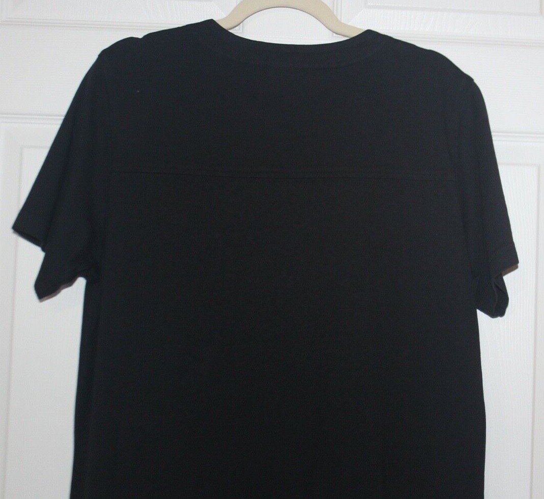 vtg 80’s 90’s CMI Maxi dress size M black heavy Cotton short sleeve USA made EC