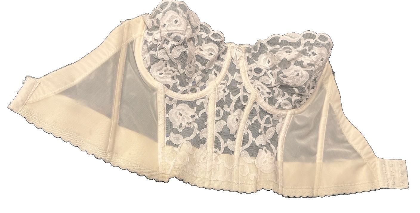 Vintage Victoria’s Secret Gold Label Ivory Lace Longline Bustier Bra 34D 1901