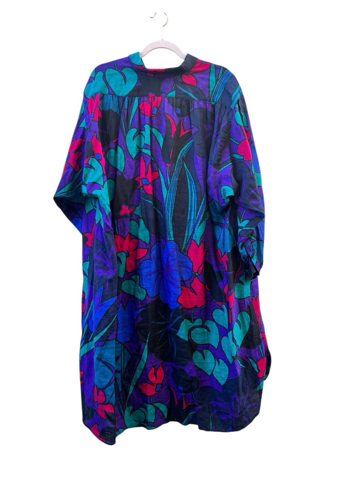 Vintage Basile 100% Flax Multicolor Floral Shift Midi Dress Made in Italy sz 40