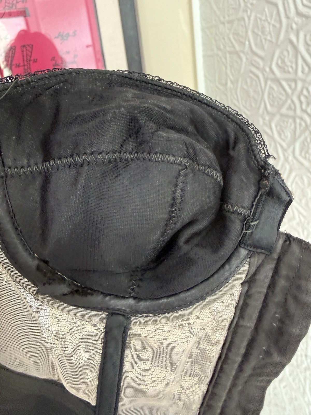 vintage Lady Marlene Corset Bra Top Strapless Bustier lace 1950s Black 34 B