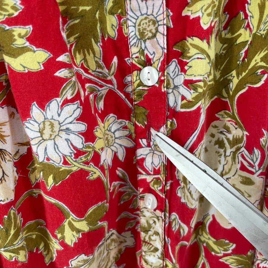 Vtg Nightgown XL Red Floral Cottage Victorian Edwardian Coquette Grandma Crochet