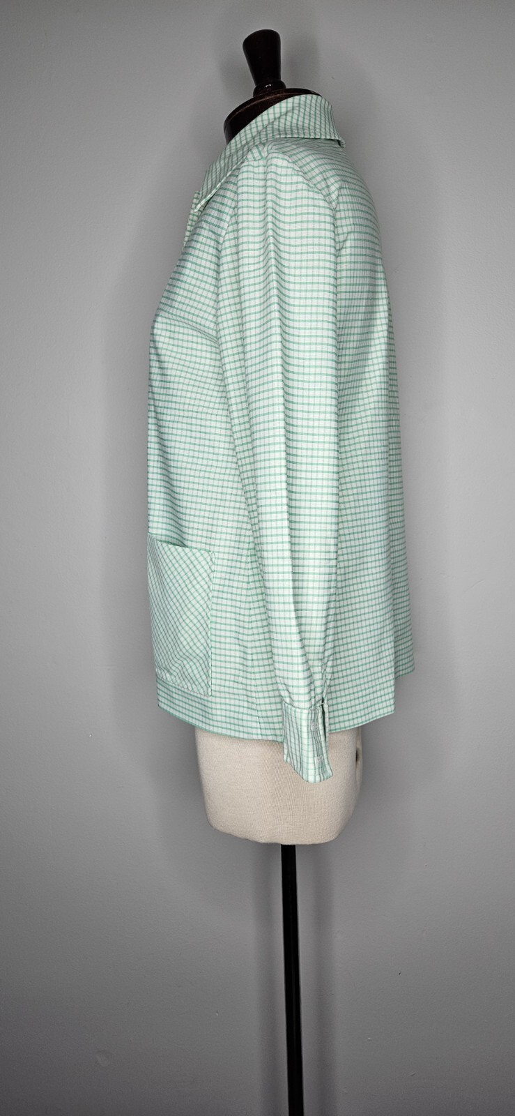 VTG 1970s Lightweight White Green Plaid Jacket Blazer L