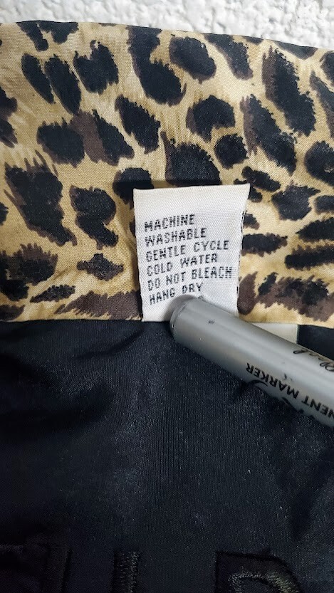 Vtg Jacket Animal Print Silk Designer Bomber L FUDA International 90s