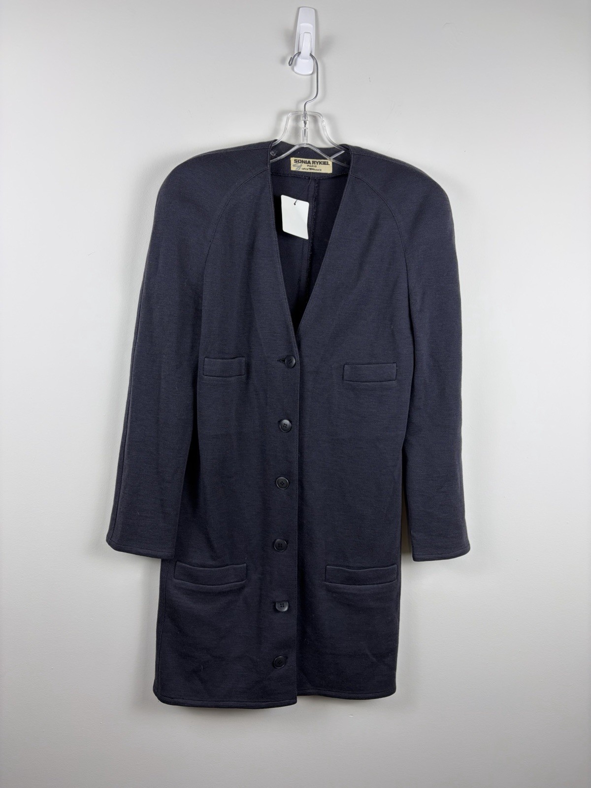Vintage Sonia Rykiel Navy Suit Dress 80s Made In France 100% Wool 6/8