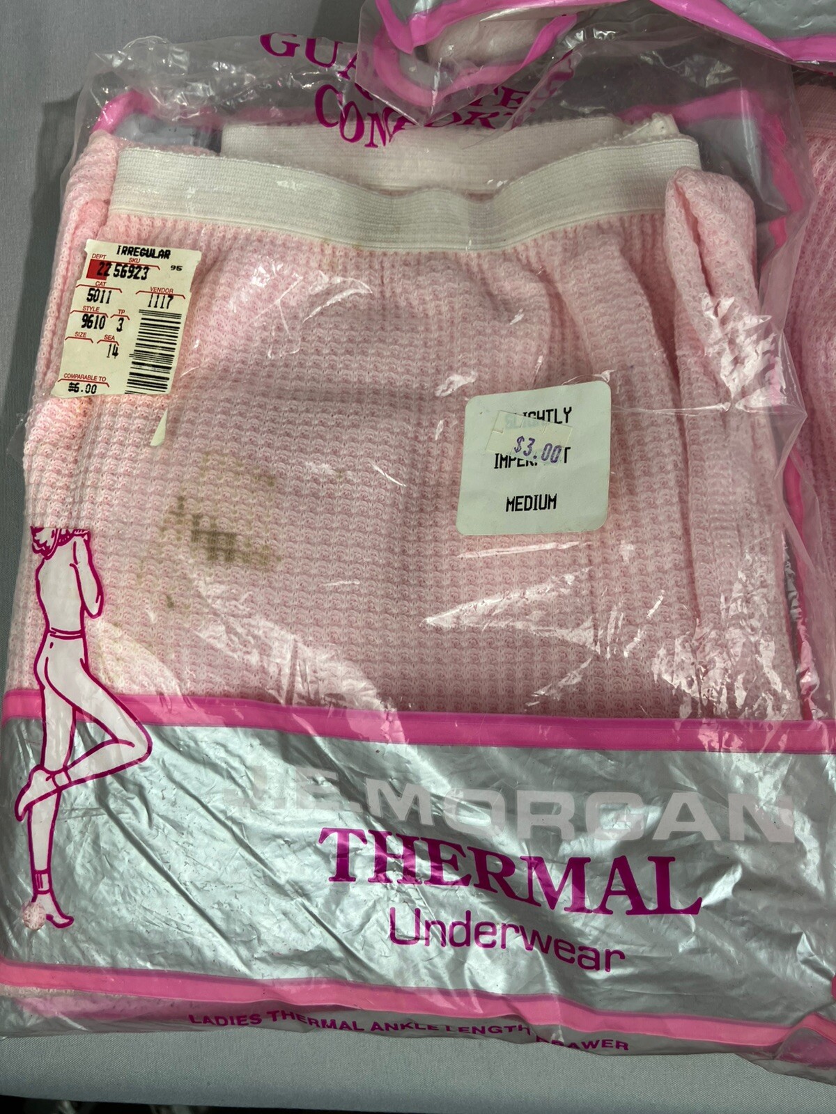 Vtg Womens JE MORGAN Thermal Ankle Length Pants Lot Of 3 Pink White Size M *READ