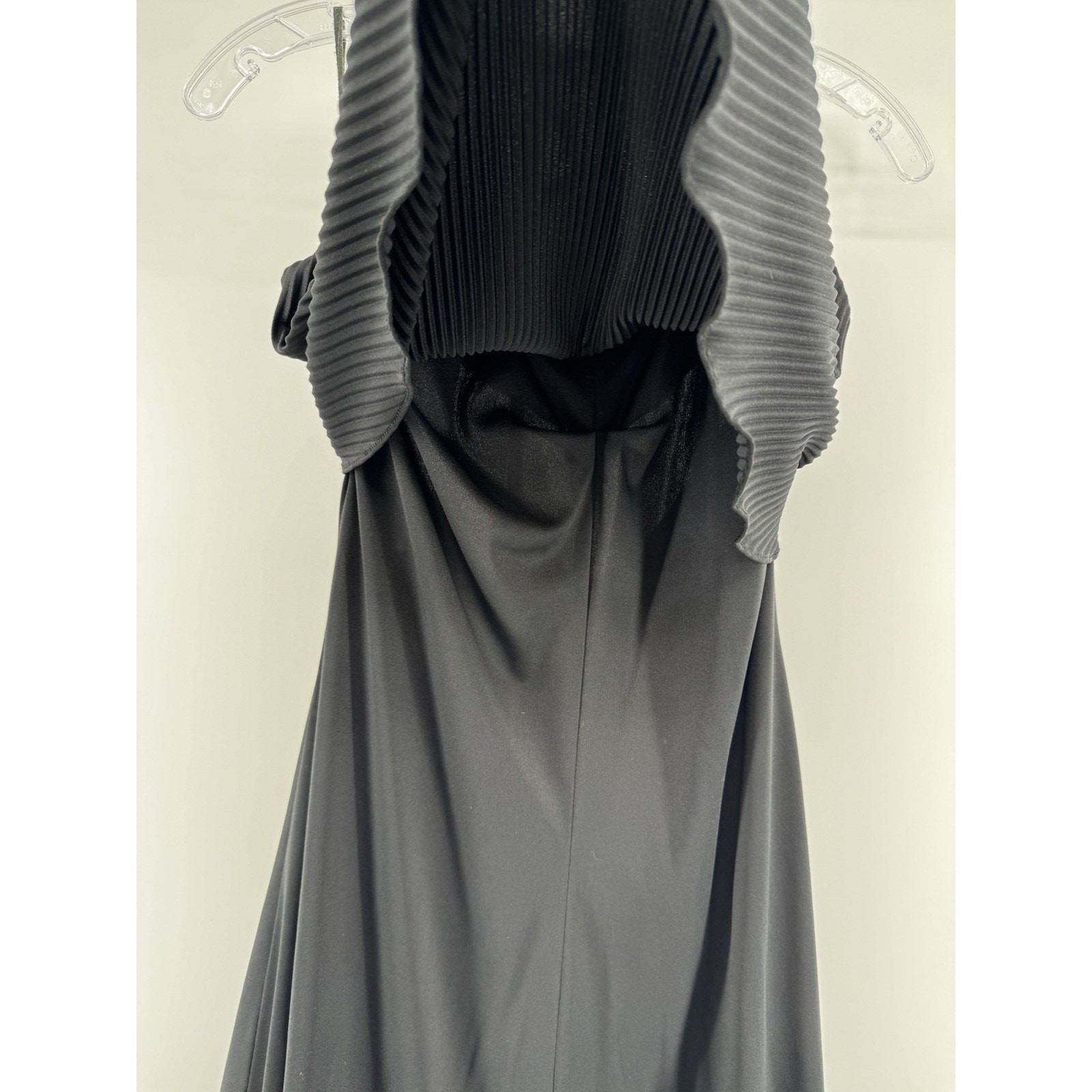 Vintage Black Halter Dress Size 9 Young Edwardian by Arpeja Pleated Bib