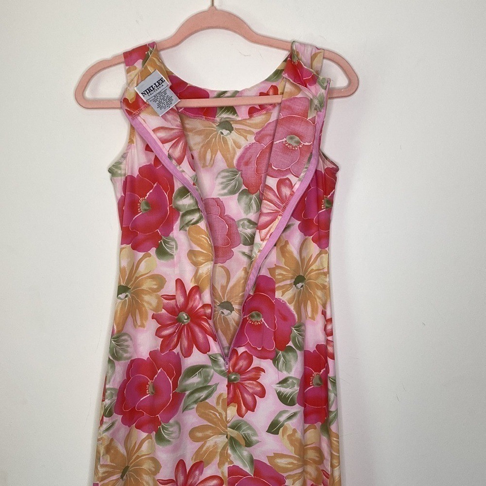 Vintage Niki-Lee Dress Size 5 Sleeveless Floral Pink