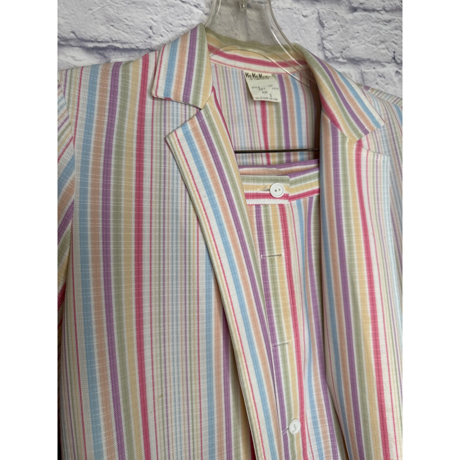 Ko Ko Knits Vintage Women’s 2 Piece Multicolor Striped Skirt Suit Size 8