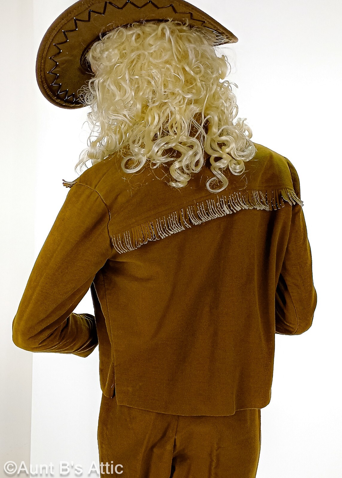 Western Cowgirl Outfit 3Pc Vtg 60’s-70’s Br/Tan Fringed Pant Shirt & Jacket SM