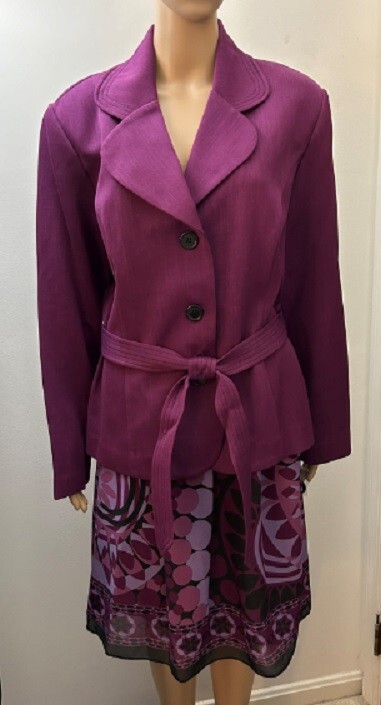 STUDIO I Vintage 80s NWOT Women’s Size 18 2-Piece Long Sleeve Skirt Suit Berry