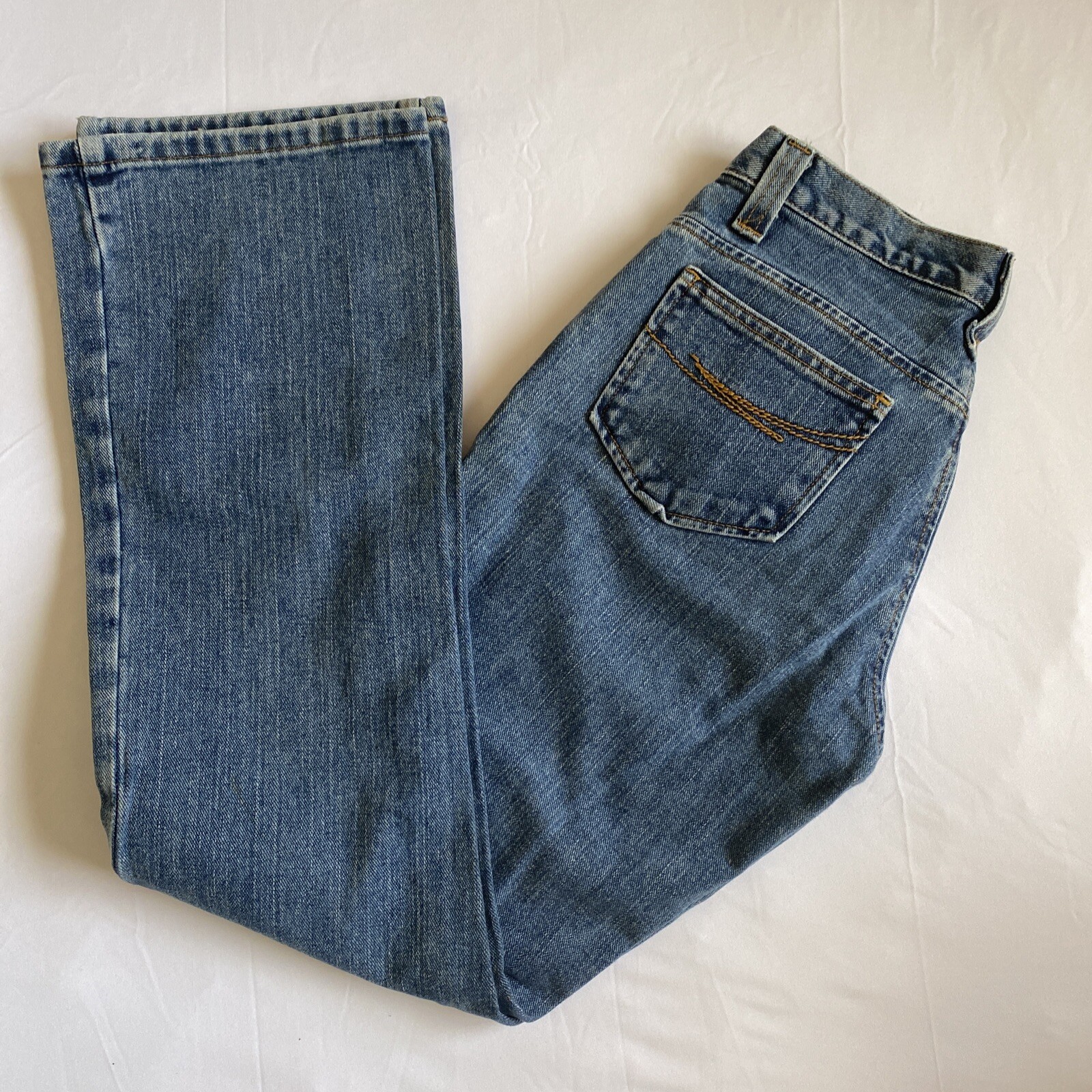 Rockies Womens Relaxed Low Rise Vintage 5 pocket embellished Medium Blue 4R