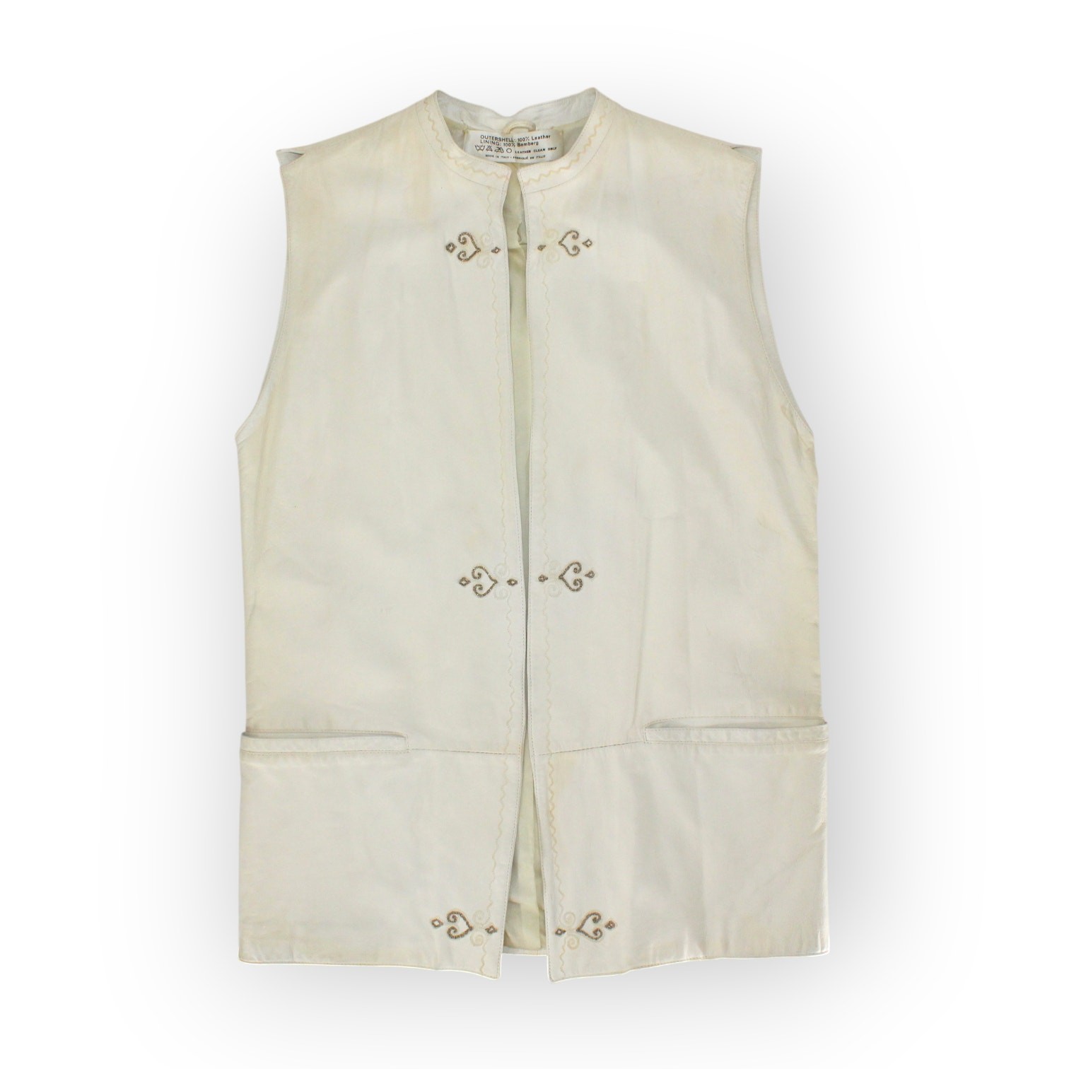 Vintage 1981 Gianni Versace Leather Vest PrimaveraEstate Calfskin Italy 40 Ivory