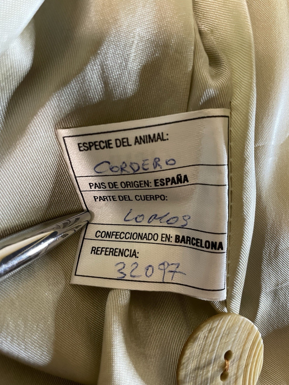 Vintage Joaquim Ruiz Barcelona Lambskin Leather Carmel Trench Coat Size EU 48