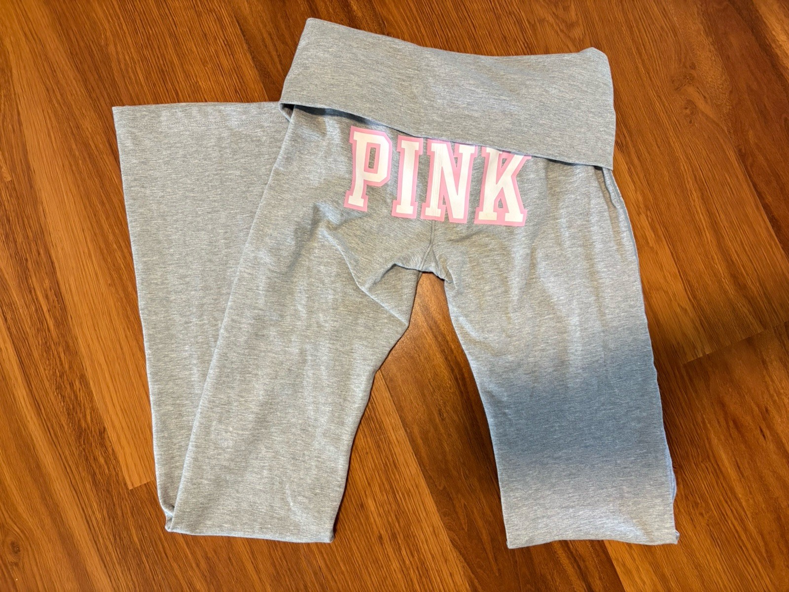 Y2K foldover yoga flares ALL-DAY COTTON Leggings heather grey & pink