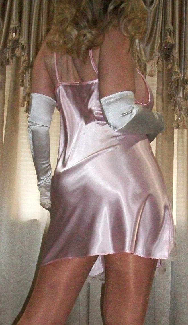 Vtg Pearl Pink Lace Dress Satin Slip Bust 42 XL