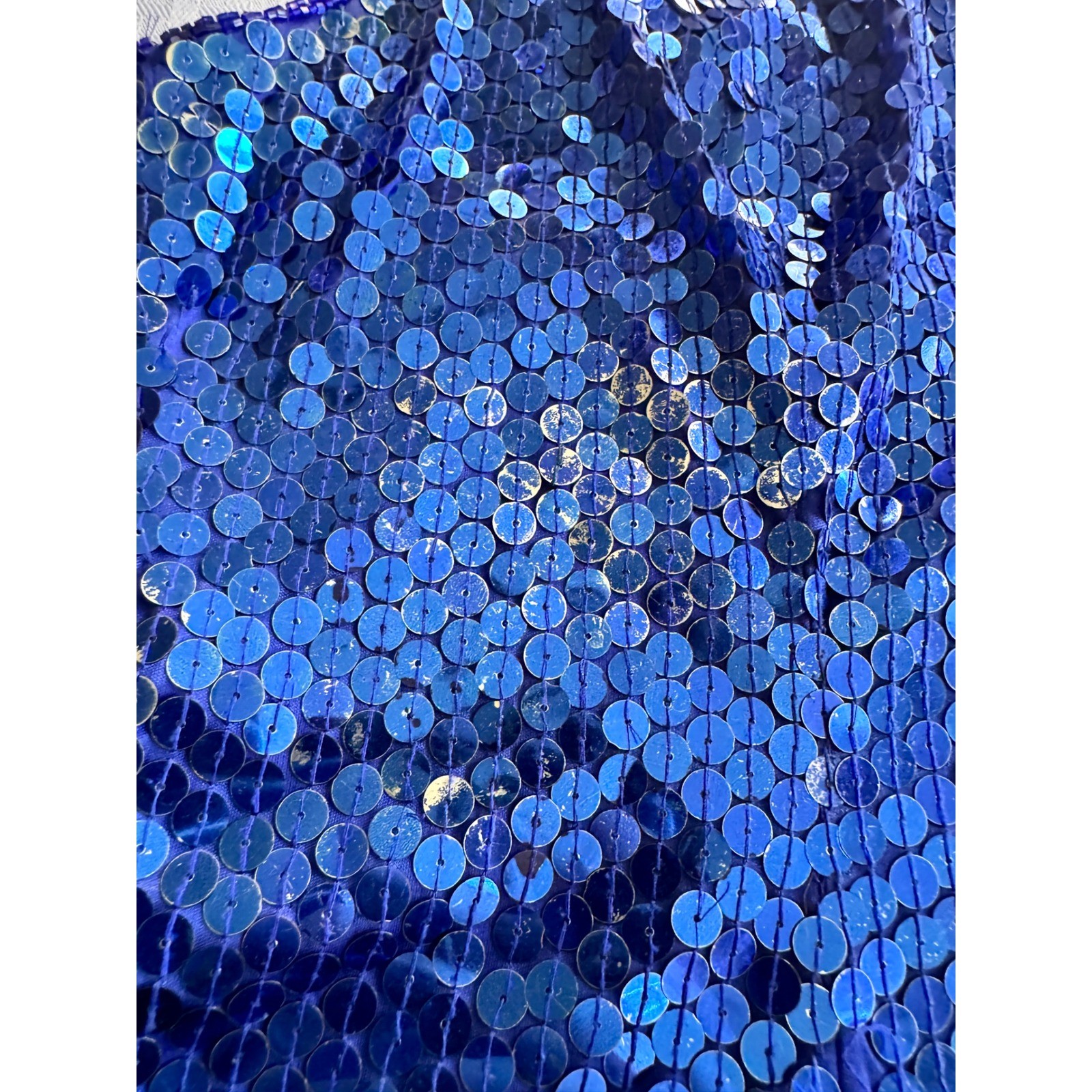 Niteline Della Roufogali Vintage Royal Blue Sequin Halter Scalloped Dress 12