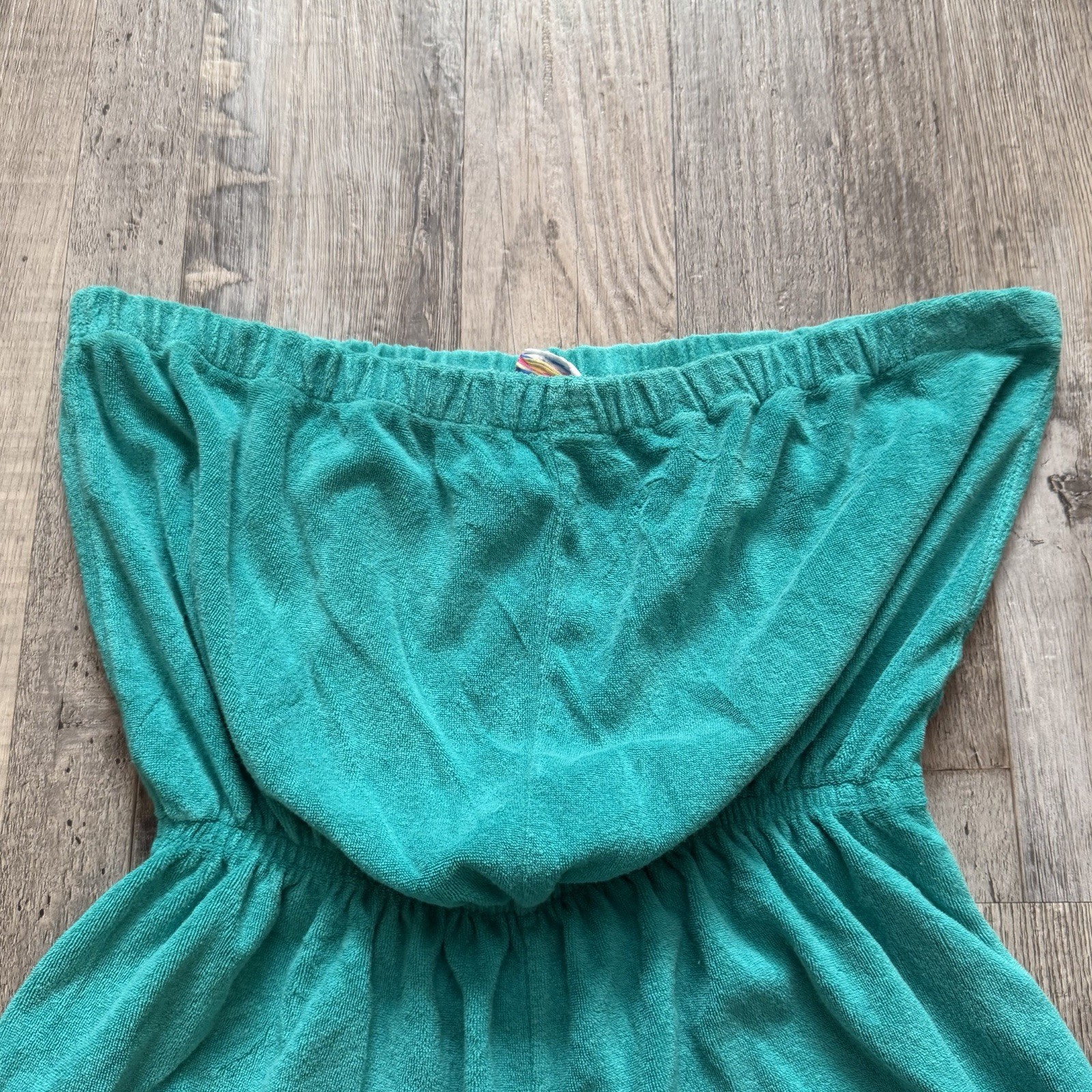VTG 70s Beached Sears Terrycloth Strapless Teal Romper Jumpsuit (Size M) Rare