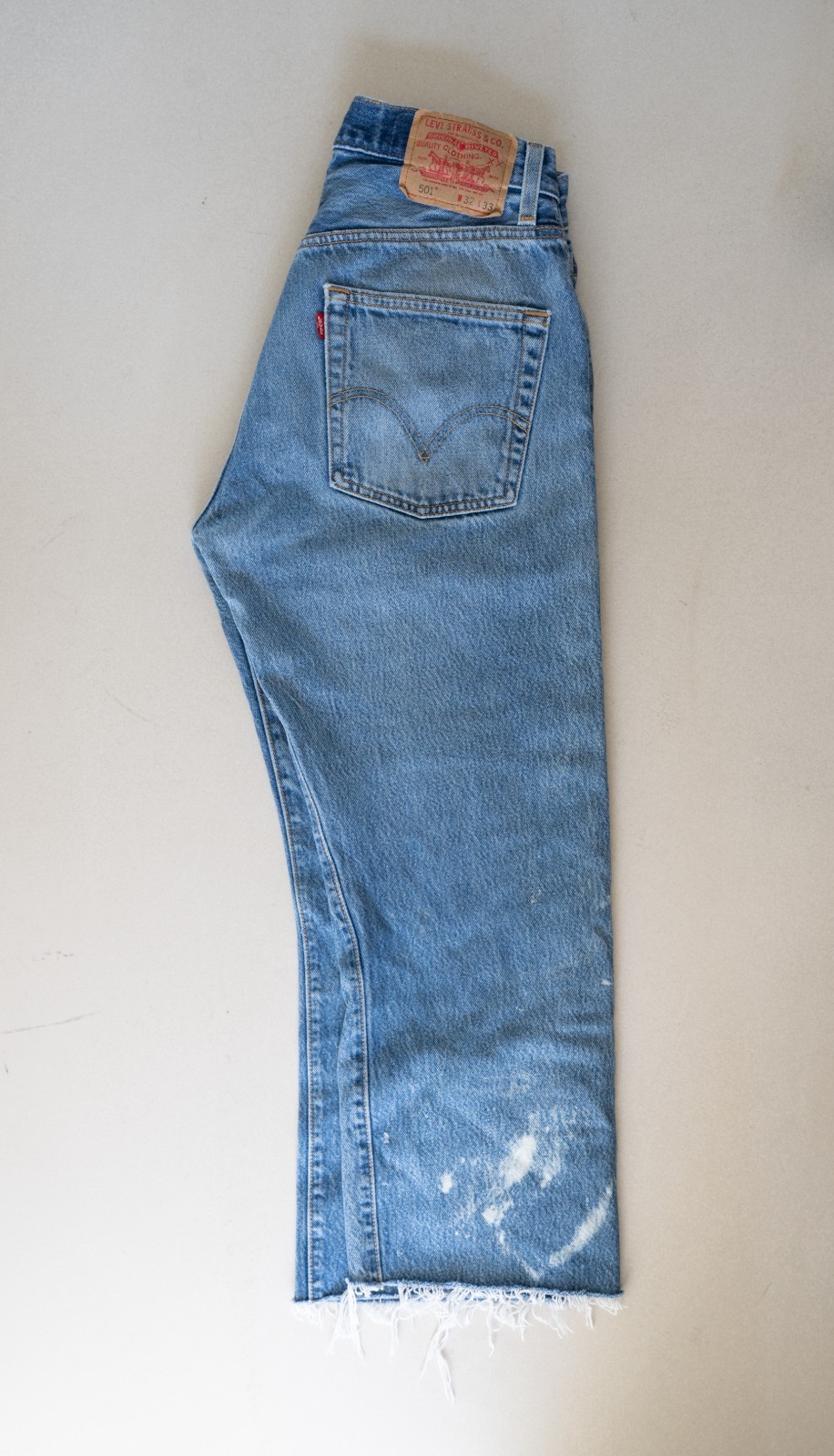 Levi’s 501 Jeans 28 Custom Cropped Sashiko Patched Paint Splatter Distressed