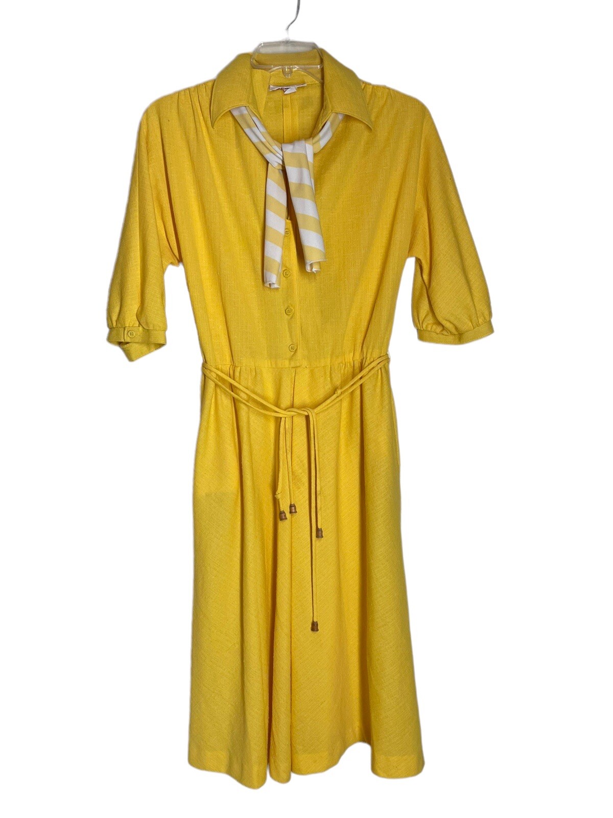 Vintage Kay Windsor Dress 60s 70s Yellow Belted Women’s Photos For Measurements