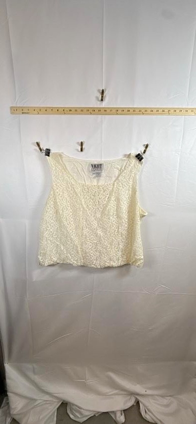 Vintage Night Studio New York 3 Pc Set Womens 22 Ivory Lace Skirt Suit Embellish