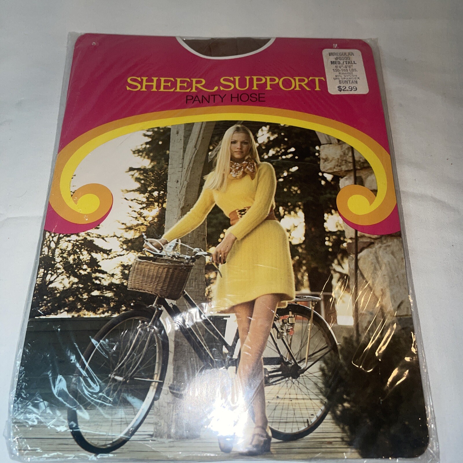 1970s Sheer Support Fits 5’4”- 5’8″ 130-160lbs SUNTAN Panty Hose Sealed # 8000