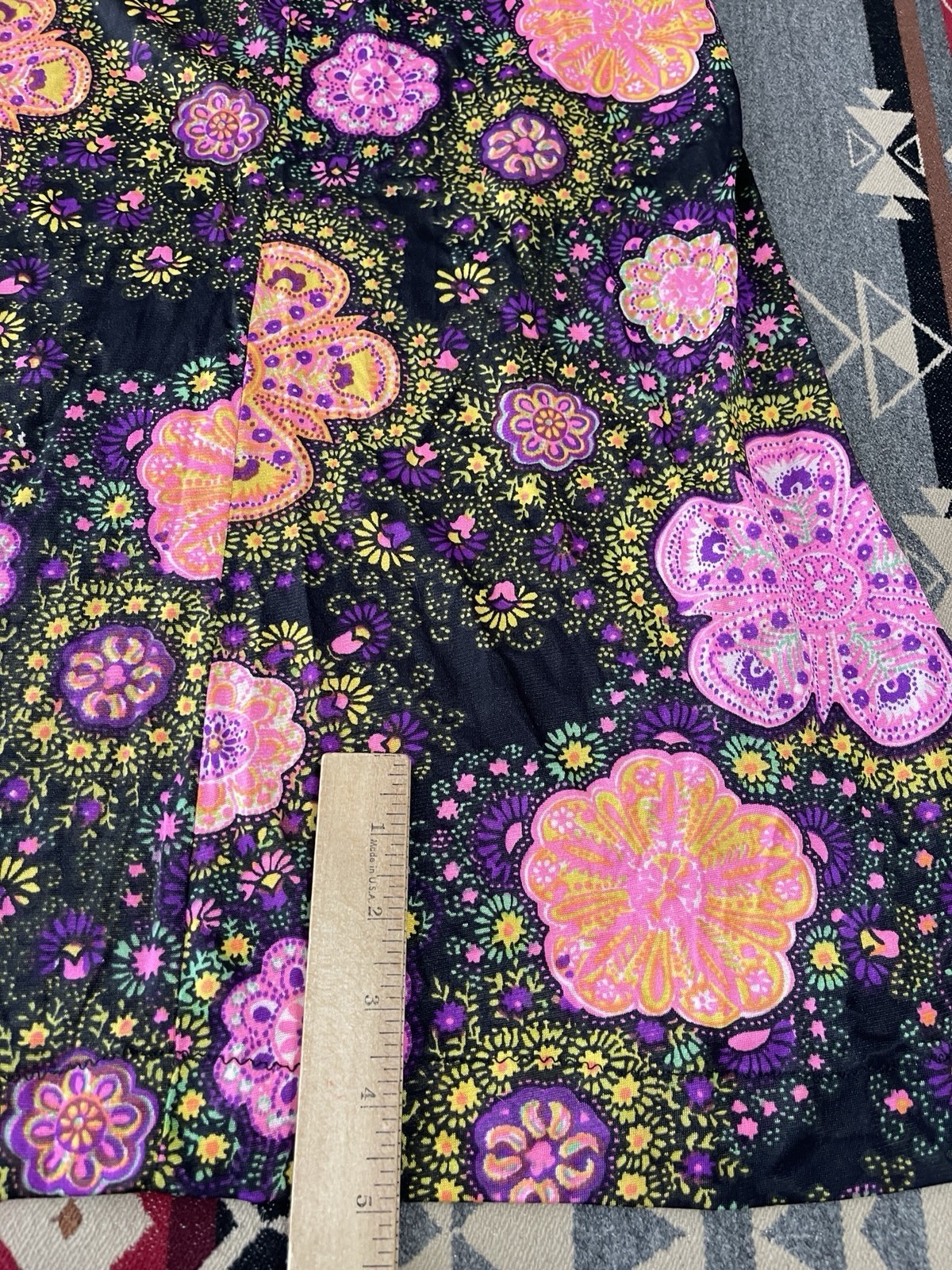 Vintage 60s 70s Psychedelic Floral Prairie Maxi Dress S/M T47