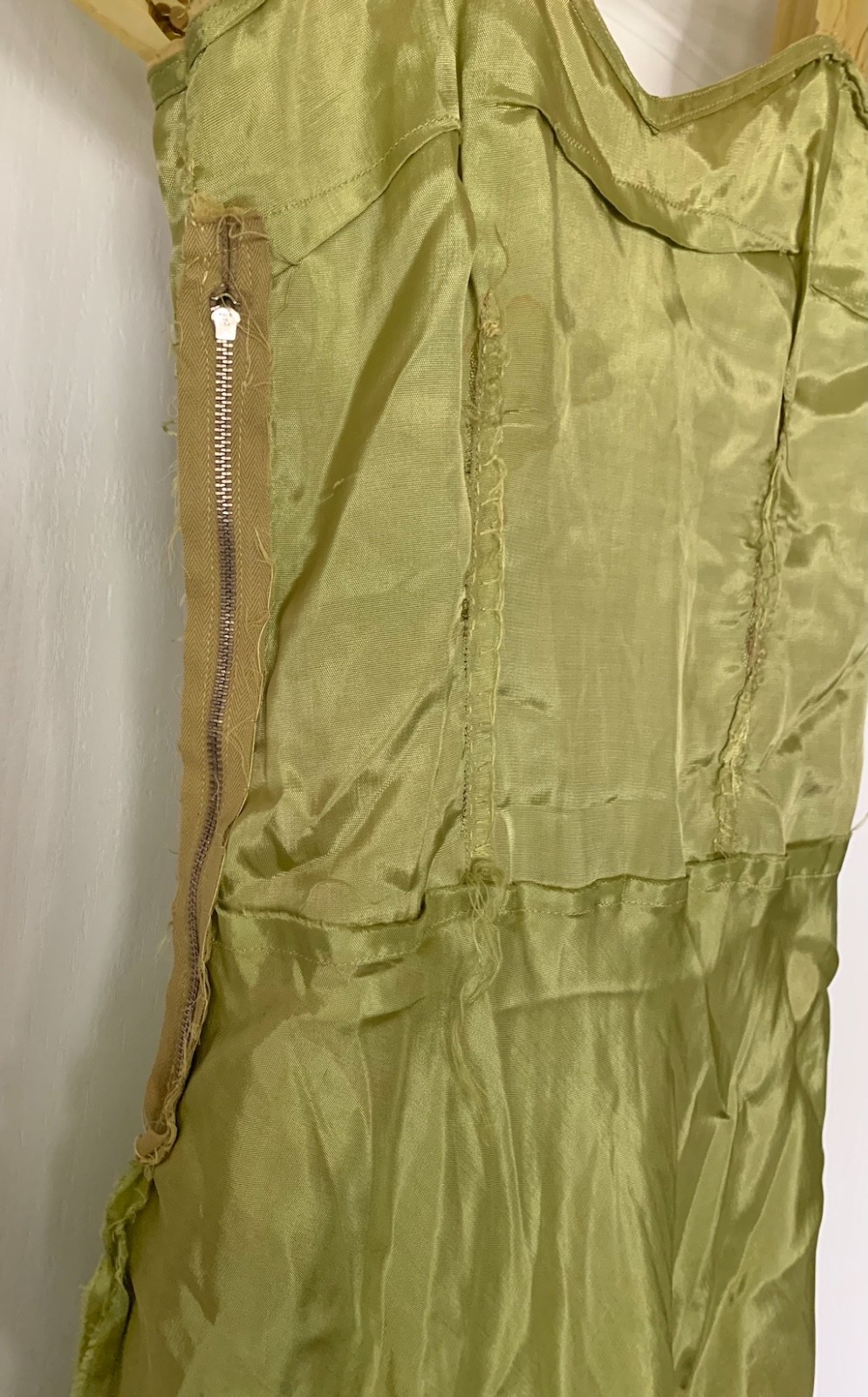 Vintage 1930s Princess Chartreuse green /yellow Chiffon & sequin Gown long Dress