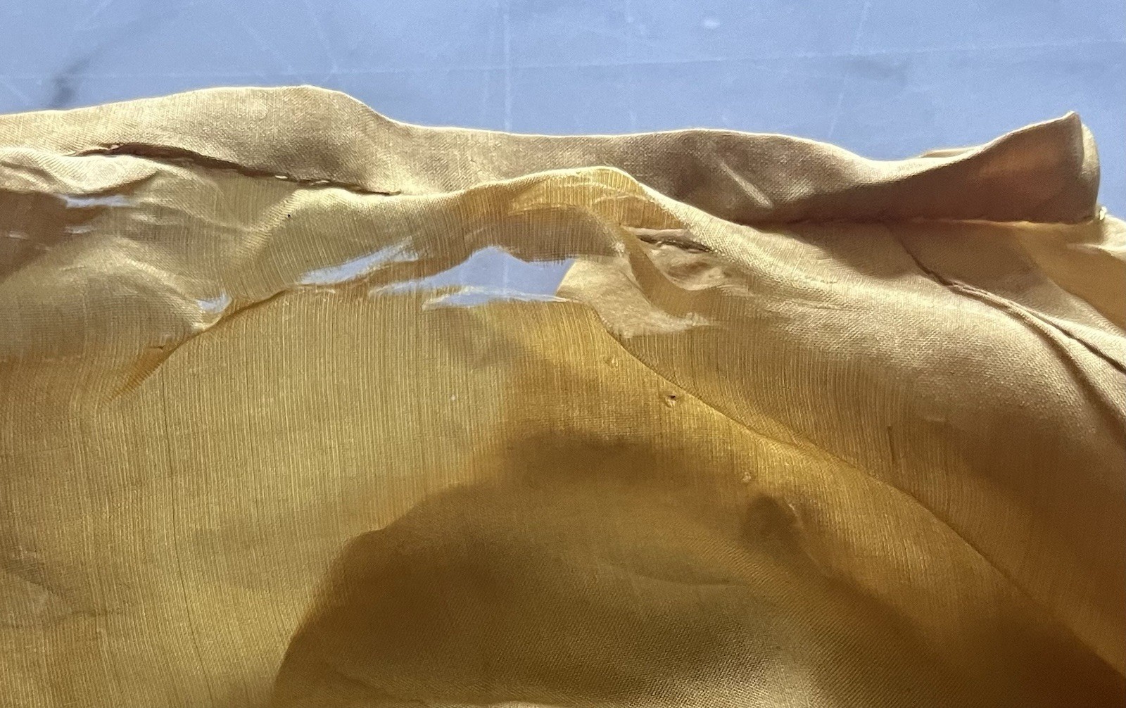 Antique Victorian Golden Yellow Silk Doll Blouse Mother of Pearl Buttons Unique