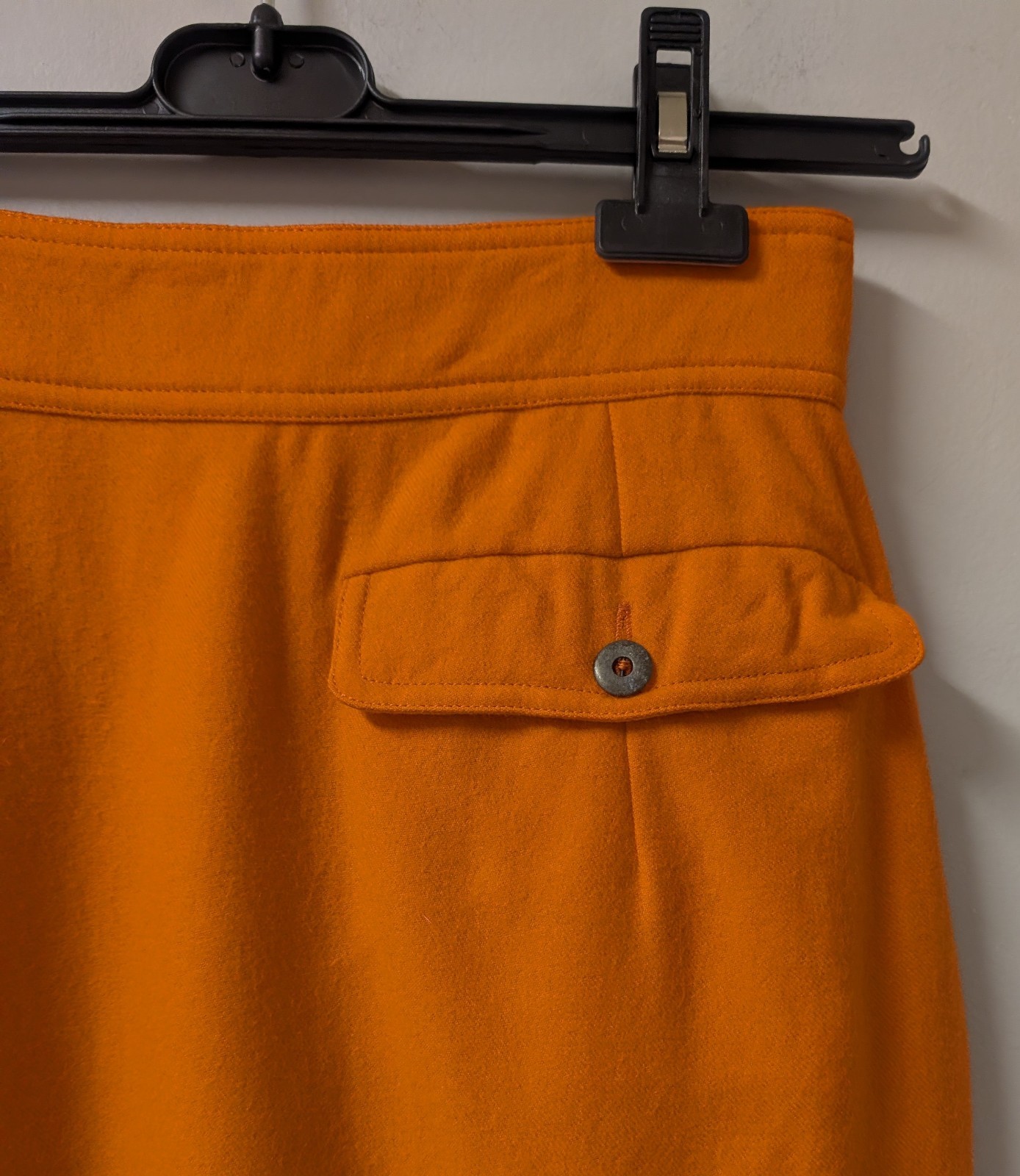 Vintage Charles Jourdan Paris Orange Wool Pencil Skirt Pockets 36 XS