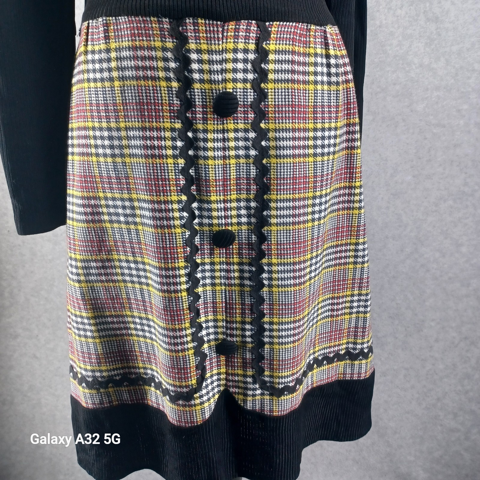 Vintage Mod Plaid Midi Dress Womens Size 14 See Measurements Fashion Rare 1970s