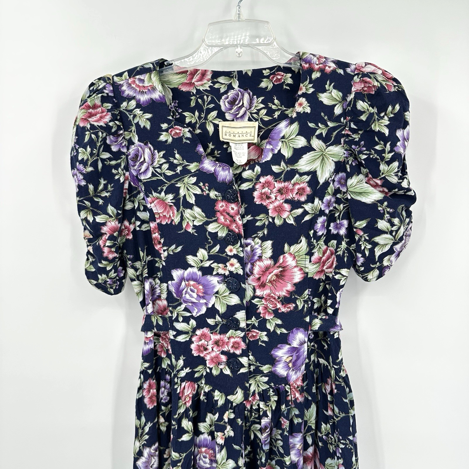 vintage 80s COUNTRY ROMANCE MAXI DRESS floral XL cottagecore prairie equestrian