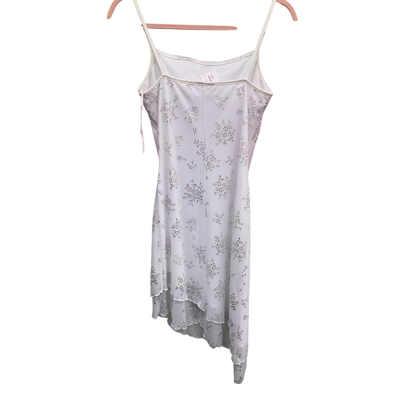 Candy Rocket Deb Shops White Glitter Fairy Asymmetrical Slip Dress S y2k