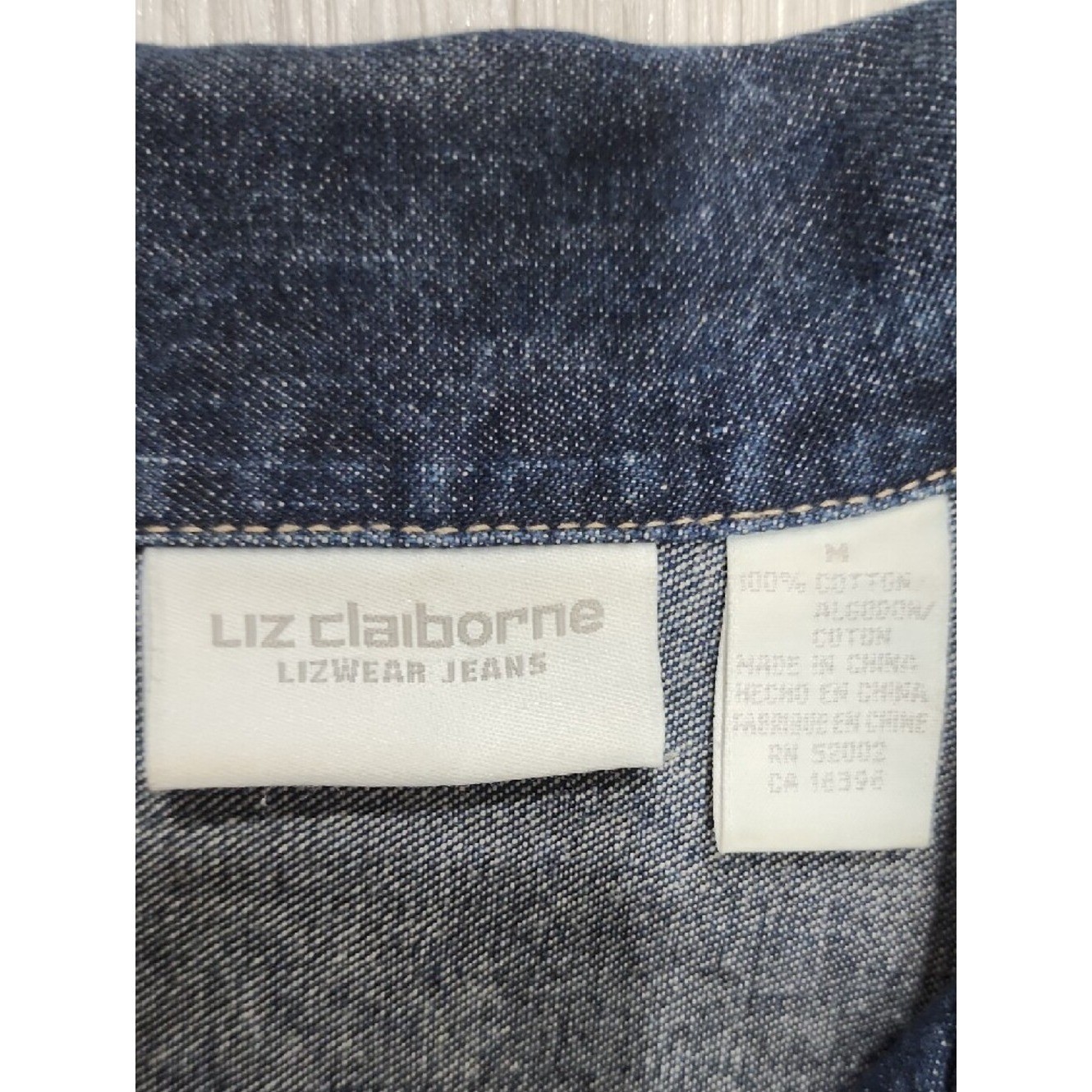 90s/Y2K Liz Claiborne Dark Blue Denim Vest with Chest Pockets