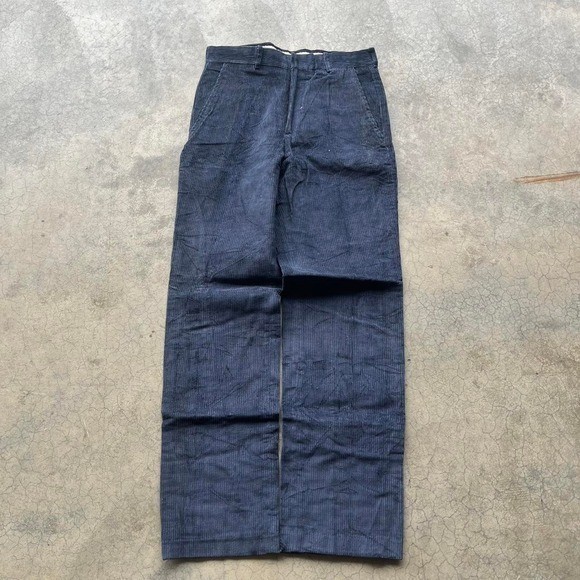 Vintage 70s/80s navy blue corduroy trouser pants Scovill zipper 28″ waist