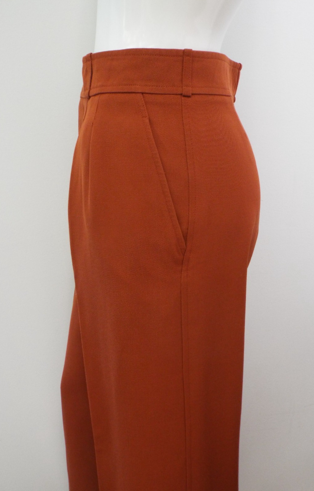 VTG 1970s Yves Saint Laurent Rive Gauche Rust Brown Wool Pants Wide Trousers YSL