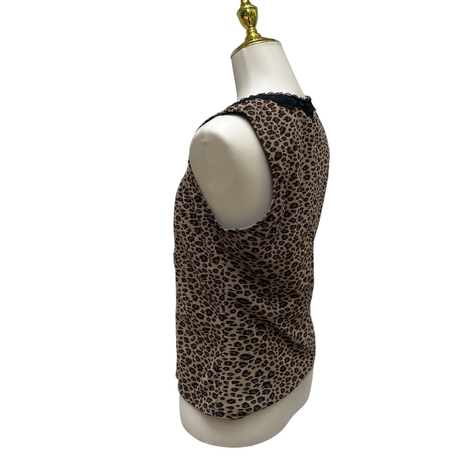 VTG Venezia Leopard Corset Top 14/16 Brown Lace Hook Eye Y2K Indie Sleaze Grunge