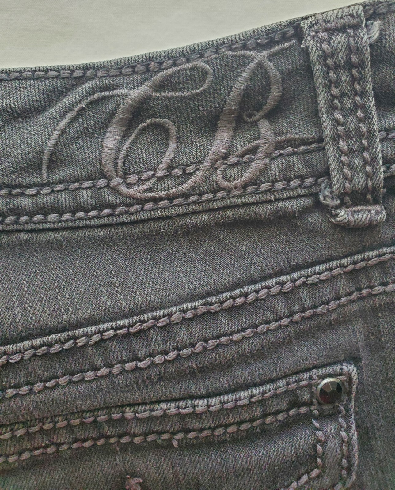 Vintage Code Bleu Black Bootcut Jeans 8 Studded Rhinestone Y2K Stretch