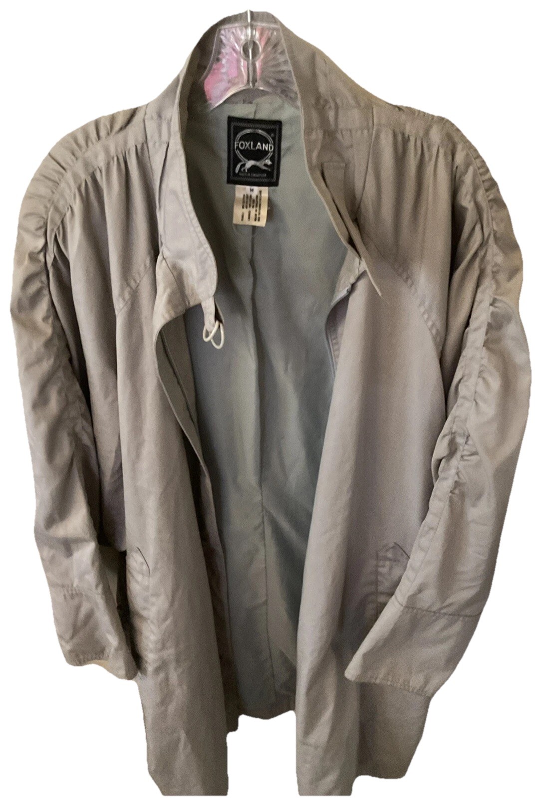 Vintage Y2K Rain Coat By Foxland Size M Circa 1980’s Gray Pleating Retro Vibes