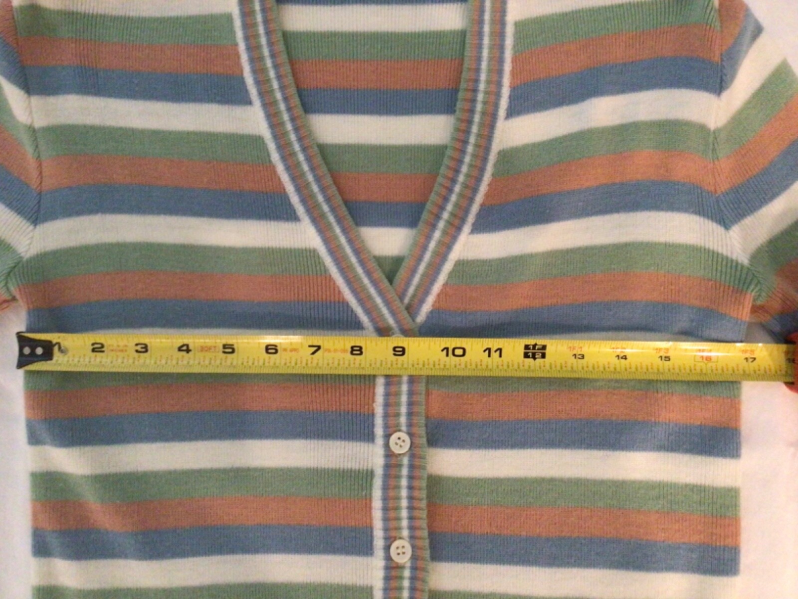 Buffums Vintage Cardigan Sweater Size M Striped Pastel Multi Color