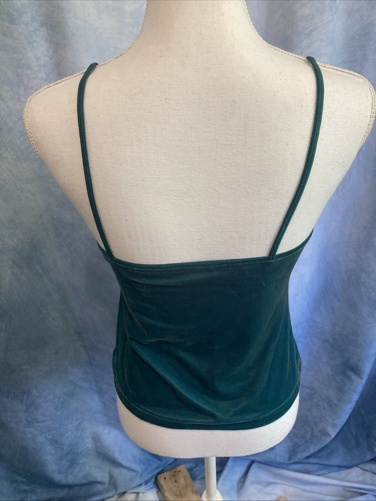 VTG 90s Warner’s Velvet Beware Cami Teal Green Spaghetti Strap Top Medium Grunge
